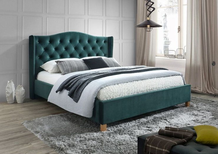 Фото Кровать двуспальная Signal Aspen velvet (СМ 160х200) c ортопедическим основанием от производителя Signal в Саках по цене 71&nbsp;600 ₽