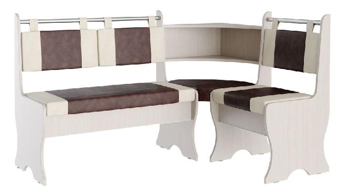 Кухонный уголок Дельта (1,52) (Г) (дуб молочный, кожзам шоколад-бежевый (Бон-мебель) )