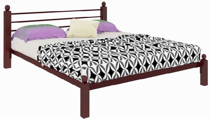 Кровать двуспальная Милана Lux (СМ 180х200) трубка металл ( 180х200 , металл/дерево , медная шагрень , без подъемного мех. , без ящиков , без матраса (Милсон) )