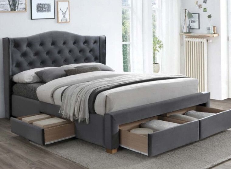 Фото Кровать двуспальная Signal Aspen velvet bluvel II (СМ 160х200) c ортопедическим основанием от производителя Signal в Саках по цене 99 730 ₽