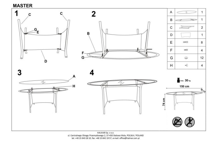 Фото Стол обеденный Halmar Master от производителя Halmar  в Саках по цене 23 260 ₽