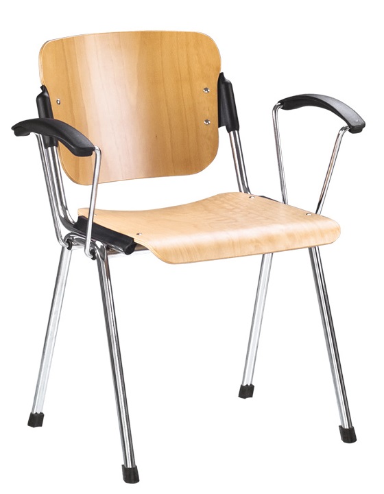 Фото Стул для посетителя Эра (Era) wood arm (хром) от производителя Новый стиль в Саках по цене 4 840 ₽