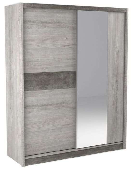 Шкаф-купе Денвер 2300 (2 двери) (Материал дверей:лдсп-зеркало, цвет дверей:риббек серый-камень темный, цвет каркаса:риббек серый (СБК) ) Шкаф-купе Денвер 2300 (2 двери) (Материал дверей:лдсп-зеркало, цвет дверей:риббек серый-камень темный, цвет каркаса:риббек серый (СБК) )