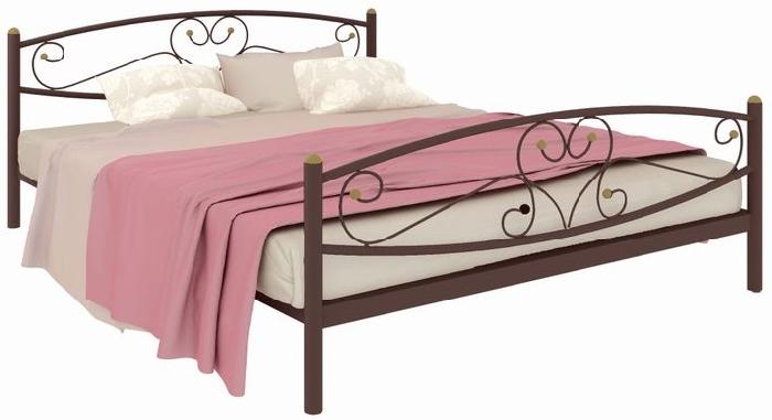 Кровать двуспальная Каролина Plus (СМ 160х200) трубка металл ( 160х200 , металл , медная шагрень , без подъемного мех. , без ящиков , без матраса (Милсон) )