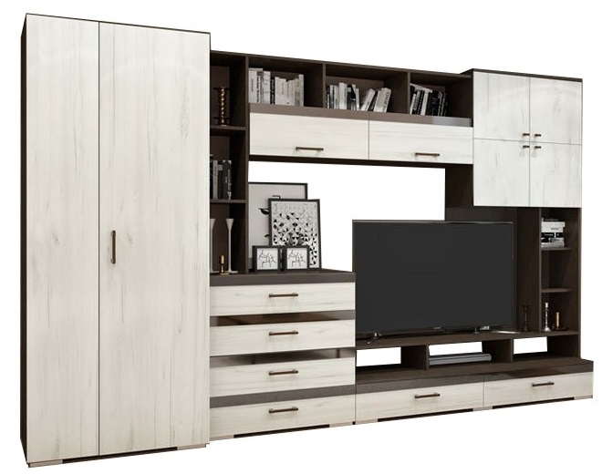 Фото Стенка Коста ЛДСП со стеклом от производителя Горизонт в Саках по цене 45 460 ₽