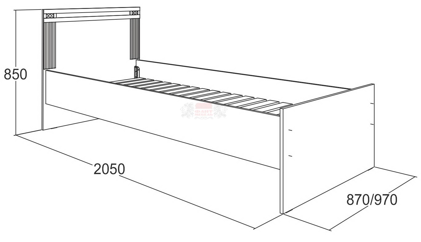 Фото Кровать односпальная Ольга-18 (СМ 90х200) с основанием от производителя Фант-мебель в Саках по цене 6 080 ₽