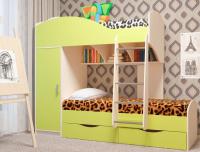 Кровать детская Жемчужина (дуб молочный, лайм)