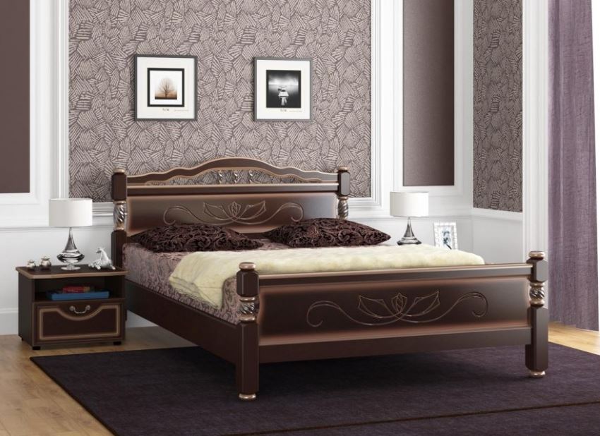 Фото Кровать двуспальная Карина-5 (СМ 140х200) без основания с универсальными царгами от производителя Браво-мебель в Саках по цене 17&nbsp;530 ₽