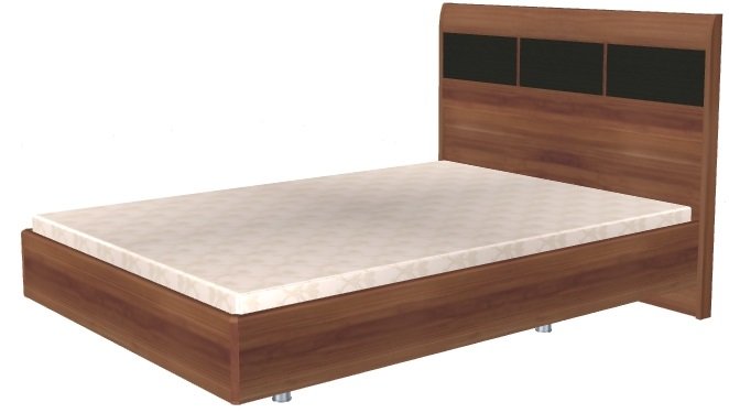 Кровать двуспальная Мелисса КР-2802 (СМ 140х200) с ламельным основанием ( 140х200 , ЛДСП/МДФ , слива валлис комбинированный , без подъемного мех. , без ящиков , без матраса (Лером) )