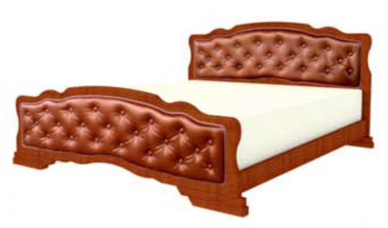 Фото Кровать двуспальная Карина-10 (СМ 160х200) с элементами экокожи, без основания с универсальными царг от производителя Браво-мебель в Саках по цене 20 370 ₽