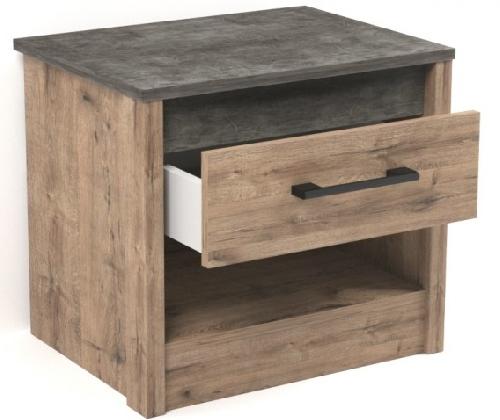 Тумба прикроватная Денвер (веллингтон-камень темный, веллингтон-камень темный (СБК) ) в Саках от производителя в интернет магазине Планета Комфорта Тумба прикроватная Денвер (веллингтон-камень темный, веллингтон-камень темный (СБК) ) в Саках от производителя