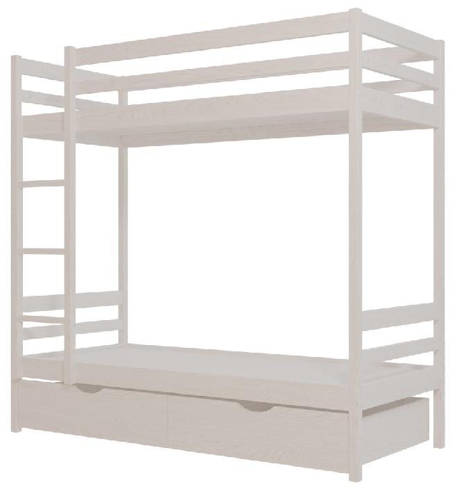 Кровать двухъярусная №1 (СМ 80х190) с основанием ( 80х190 , дерево , выбеленное дерево , без подъемного мех. , ящики в комплекте , без матраса (Фант-мебель) )