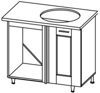 Кухня Селена К-78 стол-мойка угловая 1000 правая (текстиль, карпатская ель,(Глория (Ставрополь Мебель))) в Саках от производителя 