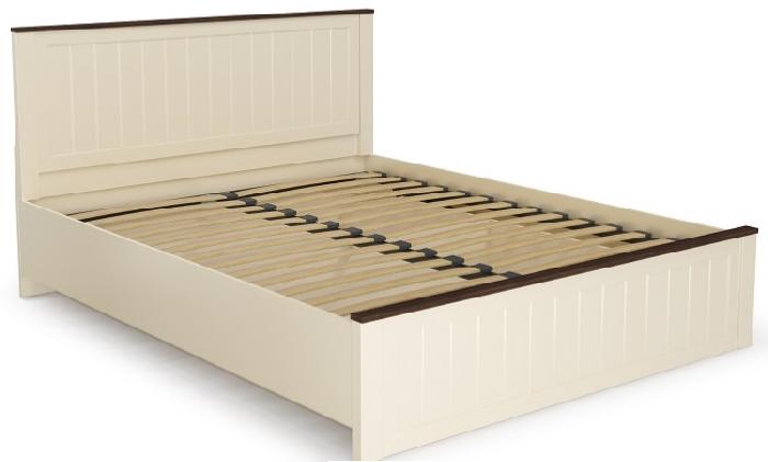 Кровать двуспальная Прованс 37.24-01 (СМ 140х200) с ортопедическим основанием ( 140х200 , ЛДСП , бежевый-дуб кальяри , без подъемного мех. , без ящиков , без матраса (Олмеко) )