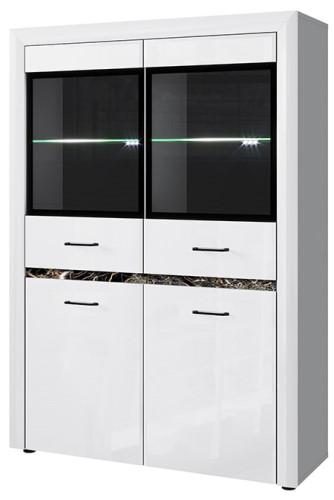 Фото Шкаф с витриной 2V2D ВайтБлек (WhitBlack) от производителя Анрэкс в Саках по цене 33 870 ₽