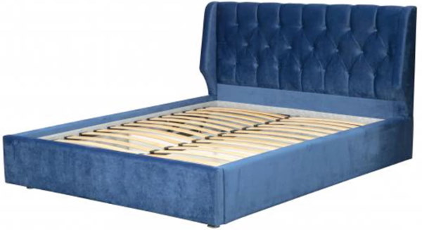 Кровать двуспальная Дионис (160х200) с подъемным механизмом ( 160х200 , ЛДСП/ткань , блю , с подъемным мех. , с коробом , без матраса (Олмеко) )