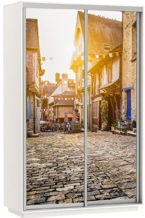 Шкаф-купе Экспресс Дуо Фото (1,2х0,6х2,2 - 2 двери) (Материал дверей:лдсп, цвет дверей:фотопечать улица, цвет каркаса:белый снег (Мебельная компания Е1) )