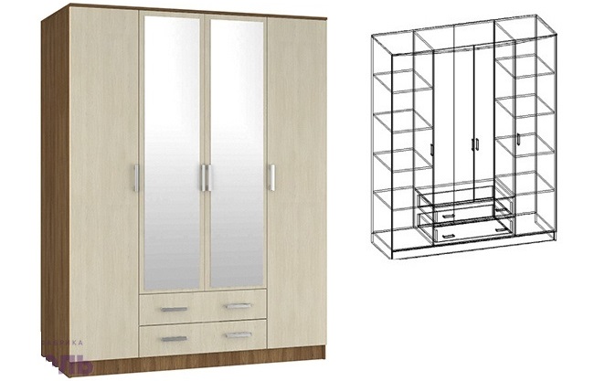 Фото Шкаф Светлана (168) четырехдверный от производителя Мебель Маркет в Саках по цене 34&nbsp;440 ₽