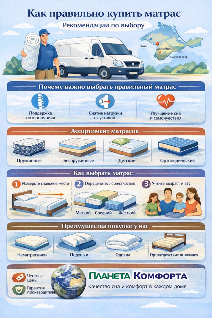 Как купить матрас в интернет магазине Планета Комфорта Саки